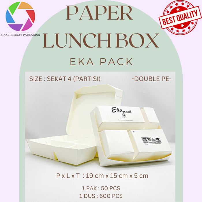 Paper Lunch Box Sekat 4 / Kotak Makan Kertas Ukuran Sekat 4