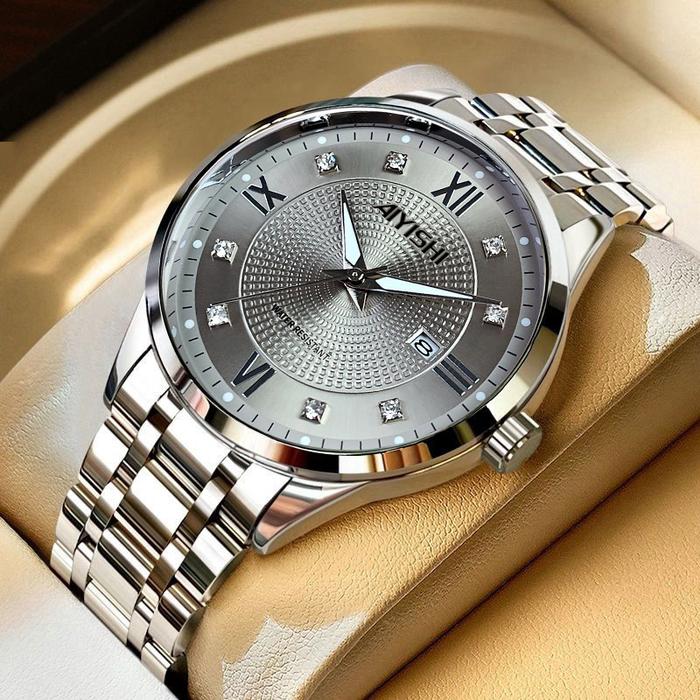Jam Tangan Pria Bermerek Mewah terjangkau dengan dial berhiaskan berlian vintage Desain unik minimal