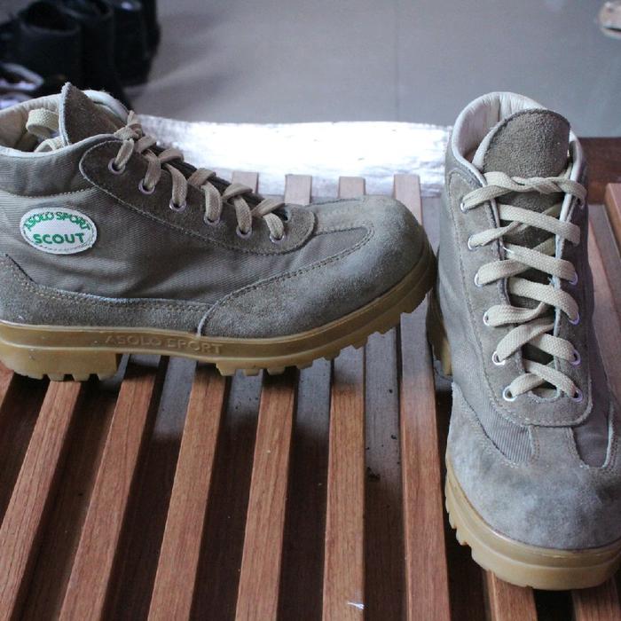 Sepatu boot high kokoh keren " ASOLO SPORT madein Italy" upper kombinasi kulit suede,  outsole keras