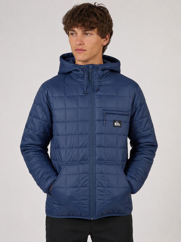 Jaket Quiksilver Check Mate Hoodie Isolator Puffer Jacket Vintage Indigo Original