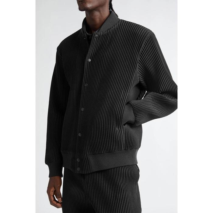 Miyake Pleated Homme Plisse Single Breasted Cardigan Ribbed Jacket Men