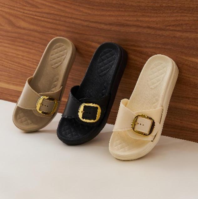 Sandal Kamar Mandi Pria & Wanita Anti-Selip Sol Tebal Sandal Dalam Rumah & Hotel Plastik Lembut Nyam
