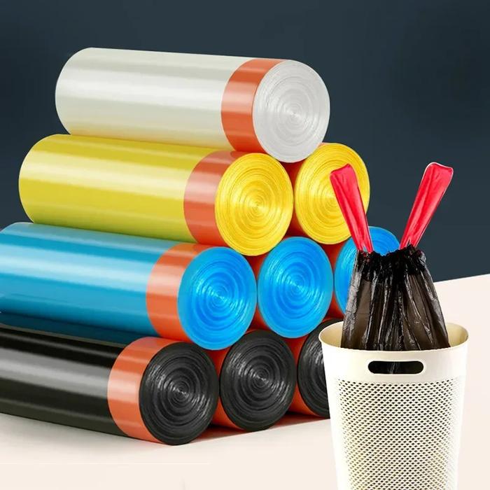 12pcs/1 Roll Trash Bags Disposable Thickened Garbage Bag Vest-style Garbage Can Storage Bag Househol