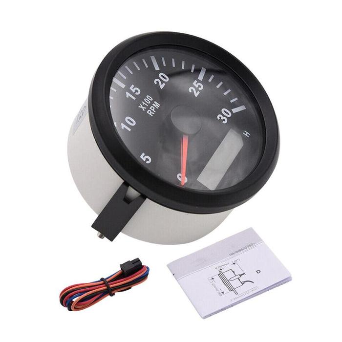 RPM Tachometer Gauge Outboard Waterproof 0-3000 RPM 85mm Boat RPM