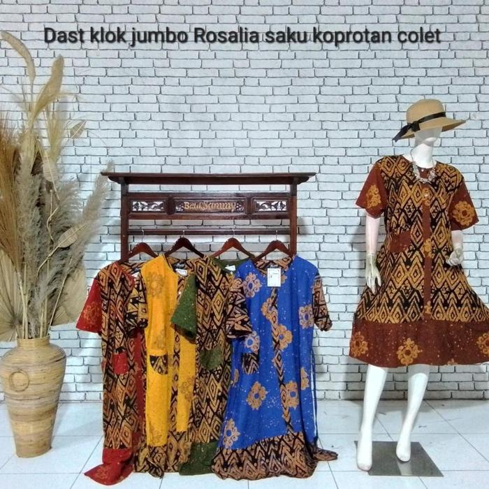 [Sammy] Daster Klok Jumbo Rosalia - Saku, Motif Bunga - Dress, Pendek, Busui, Piyama, Rayon, Bumil, 