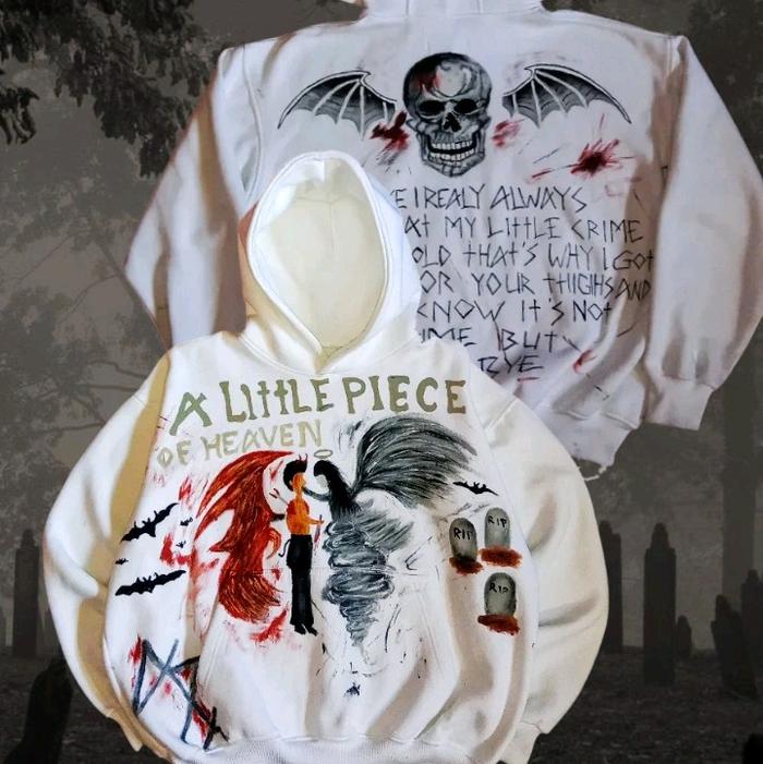 Hoodie Boxy Avenged Sevenfold - A Little Piece Of Heaven Handpainted Limited Edition 1/1 Item Unisex