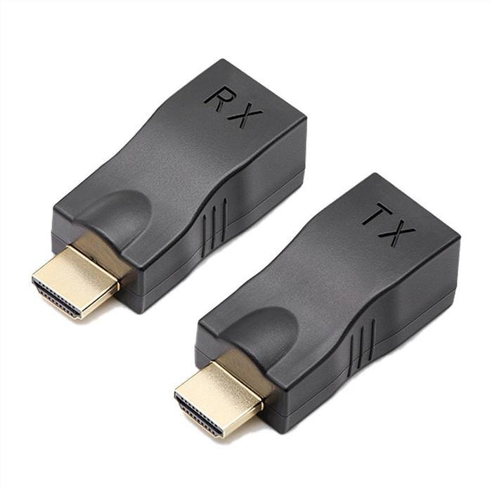 2Pcs Adapter RJ45 Female to HDMI Male - HDMI Extender 30Meter by LAN Cable