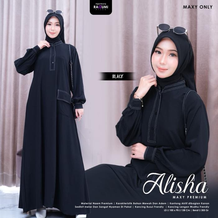 Gamis maxy premium// Alisha maxy premium bahan naem adem sedikit melar Ori by Raqumi Hijab