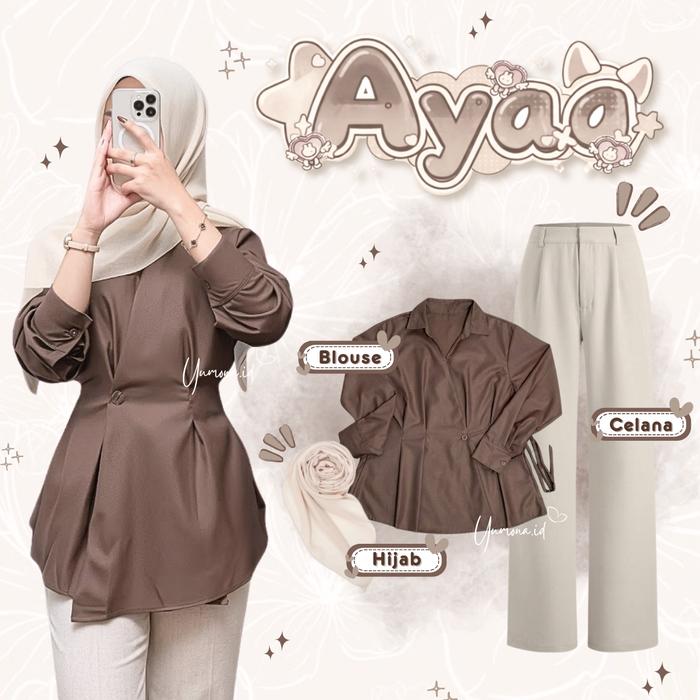 Yumona.id Outfit Simpel Trending Ala Gen Z Simpel Modis | Hijab | Blouse | Celana| OOTD Clean YI4