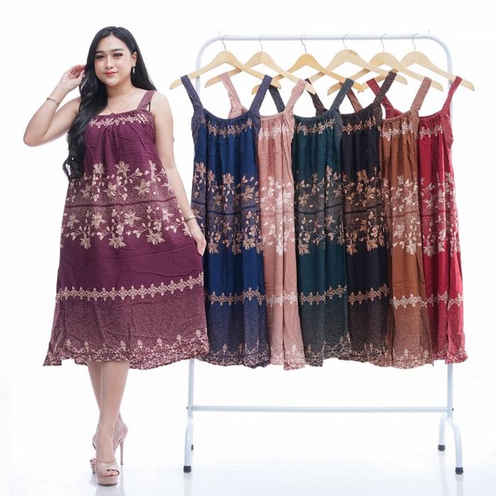 Daster jumbo Big size double xxxl yukensi terbaru motif cantik kekinian sexy tanpa lengan tali satu 