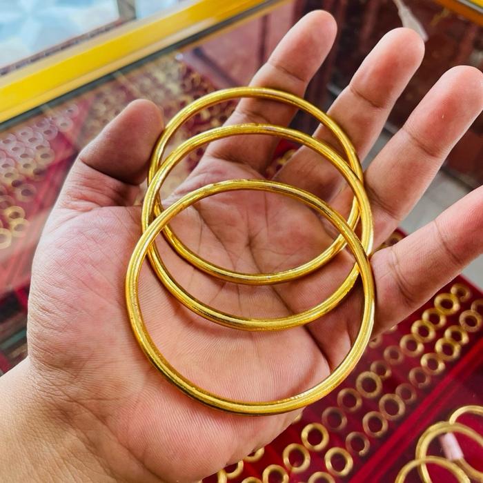 Gelang Keroncong Emas Lapis Kuat 24k, 1 set 3 pcs, per pcs versi 10 Mayam