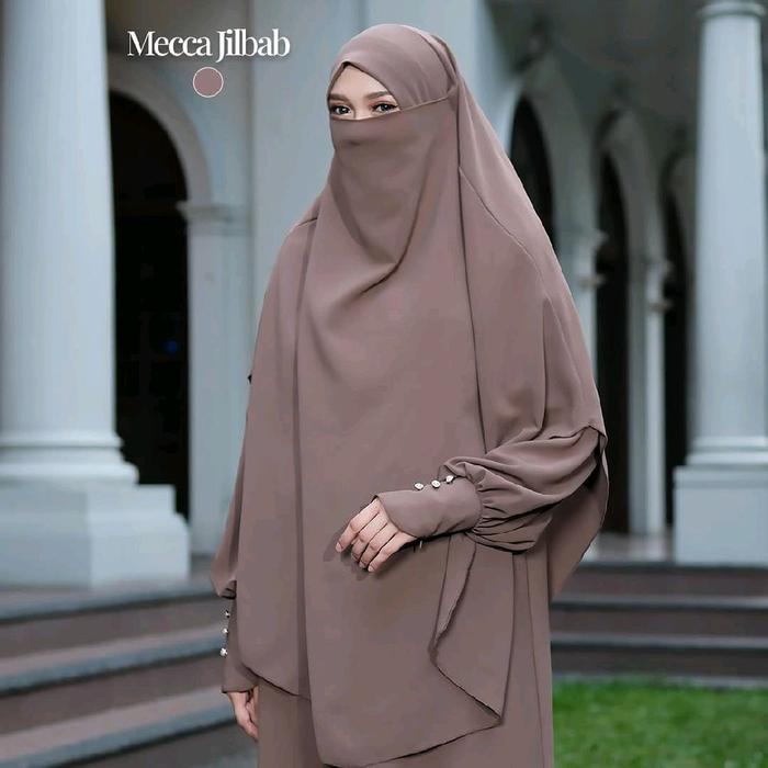 MihrabQu Satu Set Basic Simple Dress Mecca Abaya Gamis Hijab Jilbab Kerudung Muslim Wanita Syari dan