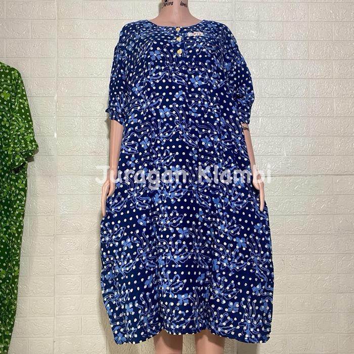 Daster L5 Jumbo Ld 150 Kencana Ungu Batik Cap Label Hitam Busui Kancing Nyaman Wanita  Bumil