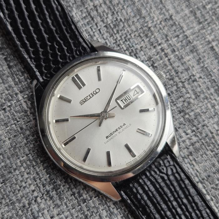 Vintage Seiko Business-A 8306-800 Automatic Watch 30 Jewels Day Date Silver Dial