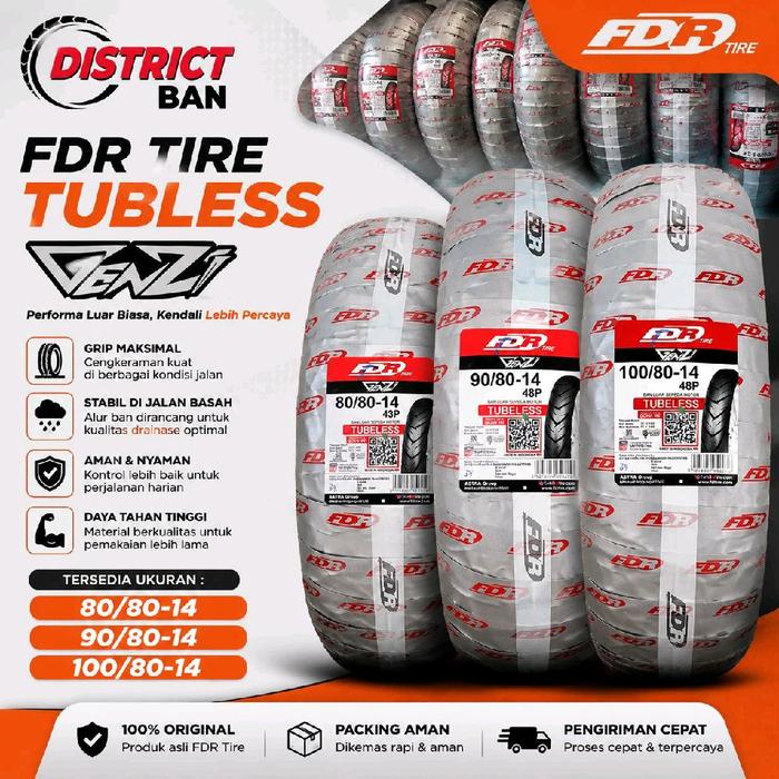 FDR Tire Genzi Ring 14 Ukuran 80/80-14, 90/80-14, 100/80-14 - Ban Tubless Performa Luar Biasa Kendal