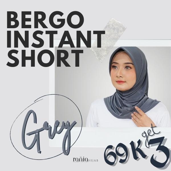 [Grey] Daily Hijab Jannah Instan Short | Bergo with Pet Jilbab Langsung Slup Anti Ribet Rania Hijab 