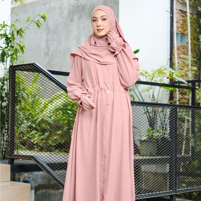 Gamis Syari Abaya Kaftan Dierra Cey Crinkle Airflow Baju Lebaran Gamis Setelan One Set Free Pashmina