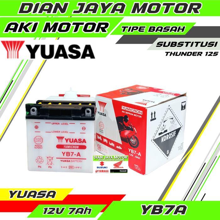 YUASA YB7A 8 AMPERE AKI THUNDER 125 BASAH ACCU SUZUKI THUNDER 125 ORIGINAL YUASA