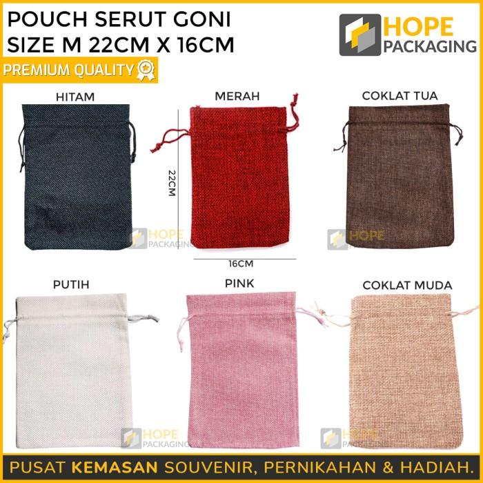 J☎7W [5 PCS] KEMASAN POUCH SERUT KAIN GONI M 22X16 CM/ KANTONG WARNA POLOS C☛UH