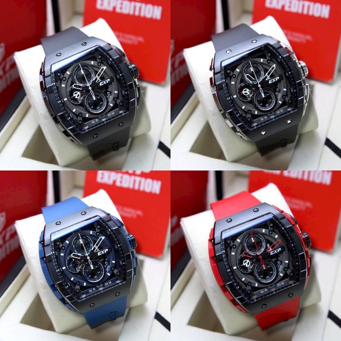 Expedition 6782 E6782 Stainless Rubber Chronograph original Jam tangan sport pria kaca hardlex anti 