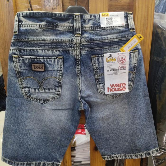 Celana Pendek Lois Katun Biru Wash Slimfit