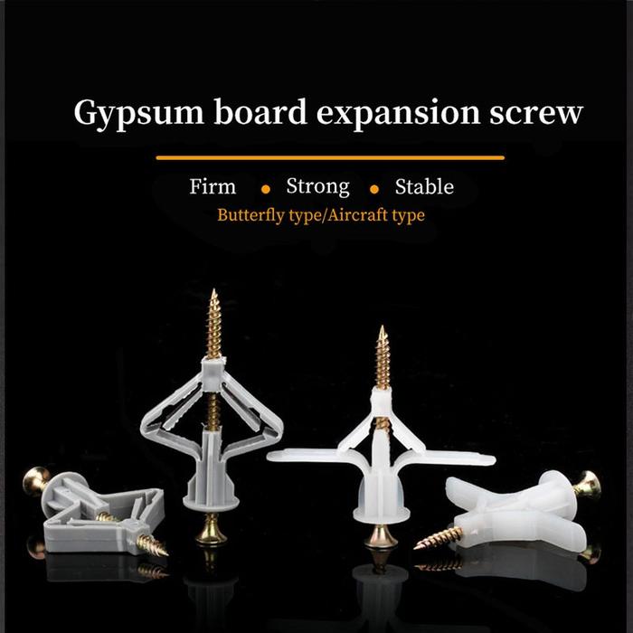 50PCS Pengencang Skrup Gypsum Pengunci Sekrup Gypsum Nylon Sekrup Gypsum Expanding Anchors Aircraft