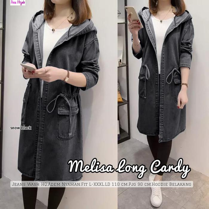 Melisa long cardy by Ana hijab Atasan panjang cardigan jeans hoodie wanita dewasa korean style jaket