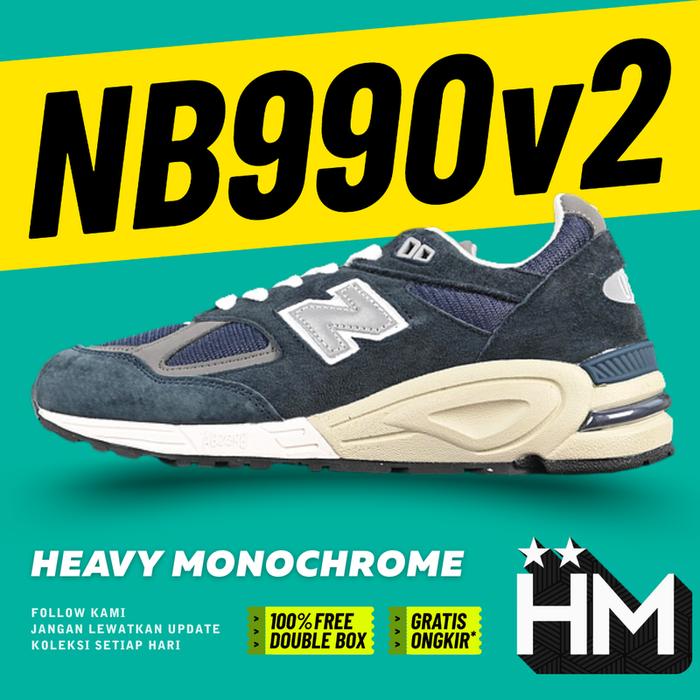 NB Balance 990v2 Navy White Grey Sneaker M990NV2 (Size 36-45)