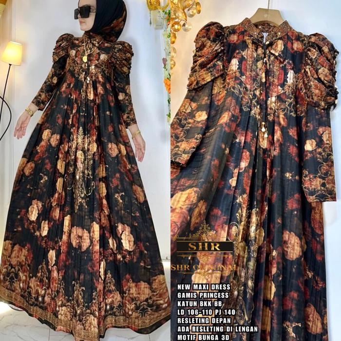 READY!!!BAJU GAMIS SHR PRINTING BKK COD  Muslim Dress Mewah Wanita