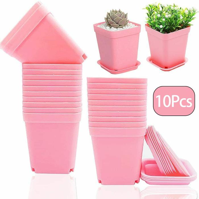 10PC Colorful Multi Square Nursery Flower Pot Plastic Nursery Pot Plant Seeds Nursery Box Transplant
