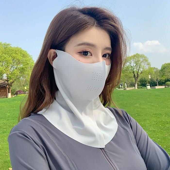 Summer Sunscreen Mask Wanita Ice Silk Seamless Sunscreen Mask Bersepeda Leher Menutupi Masker Wajah