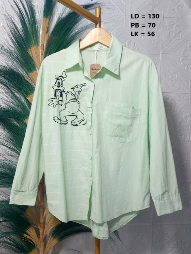 KEMEJA POPLIN BORDIR GOOFY HIJAU MINT