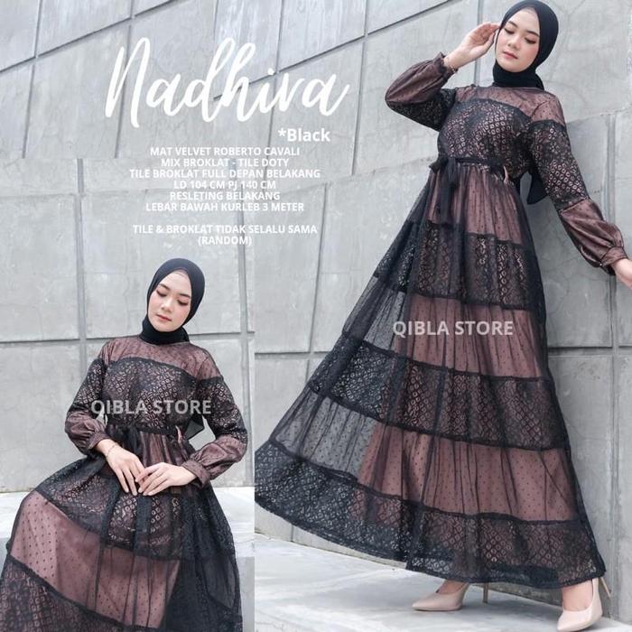 GAMIS BRUKAT TERBARU NADIRA JUMBO / GAMIS BRUKAT DOTTY DRESS TILE BROKLAT FULL DEPAN BELAKANG ADA LD