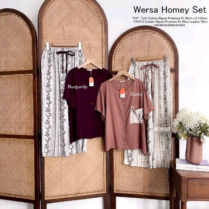 qiori wersa honey set morist // setelan rayon // setelan rumahan atasan pendek bawahan panjang