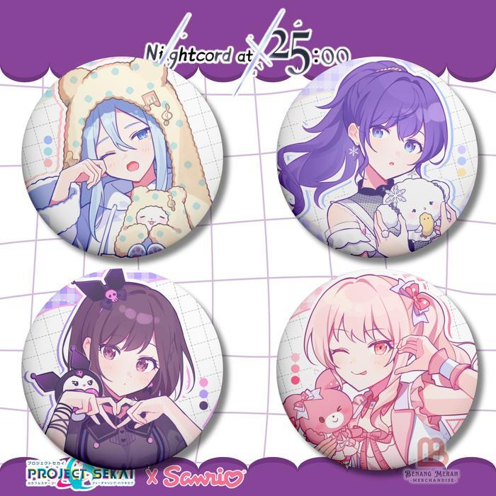 Fans Arts Pack (4pcs) UNOFFICIAL Project SEKAI x Sanrio Pin Peniti 4.4cm - 25-NIGHTCORD de, GLOSSY