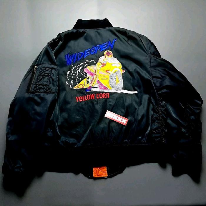 Vintage Yellow Corn MA1 Bomber Reversible Jacket K443