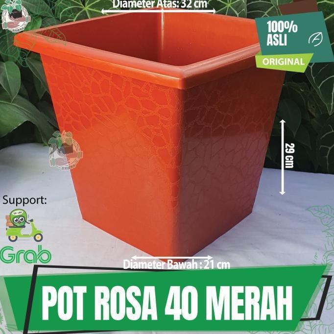 (Cooger) Pot Besar Tanaman Hias Bunga Buah Kotak Hitam Merah Putih 40 45 Taman