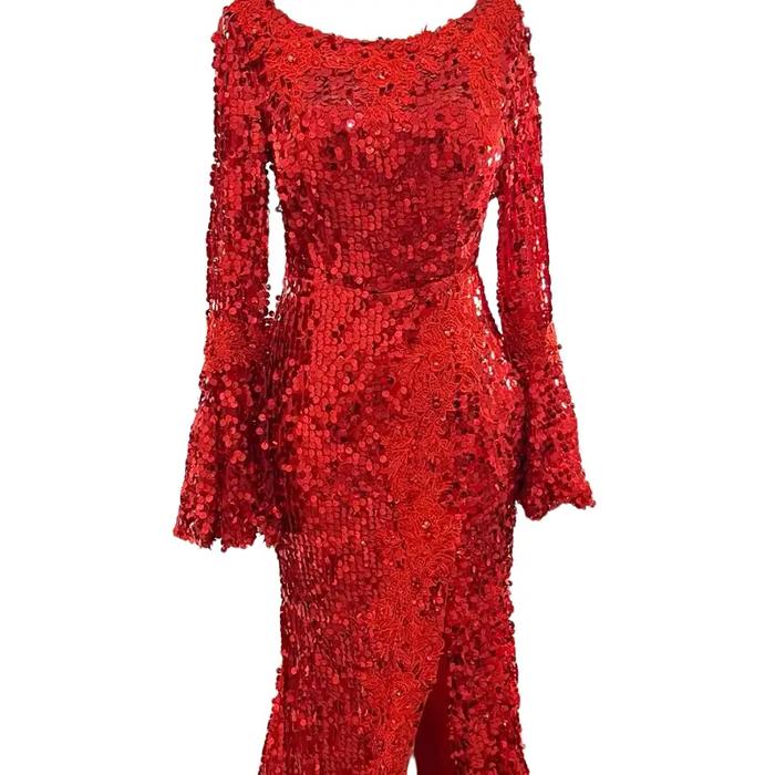 Gaun Pesta Mewah Warna Merah Maroon untuk Dewasa - Gamis Muslim