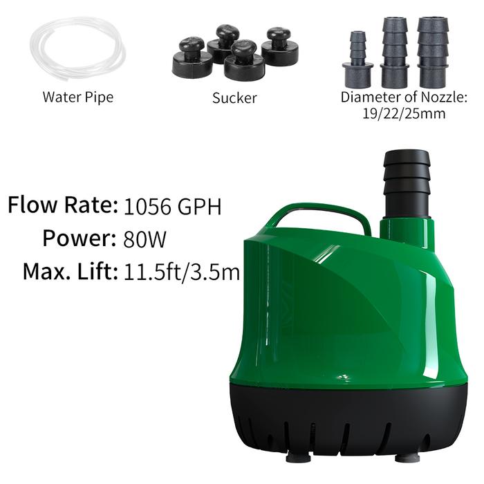 Pompa Air Mancur Angkat Tinggi 80W Pompa Sirkulasi Akuarium Pompa Air