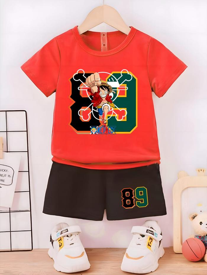 baju setelan anak laki-laki one piece 89 setelan anak-anak karakter monkey dluffy