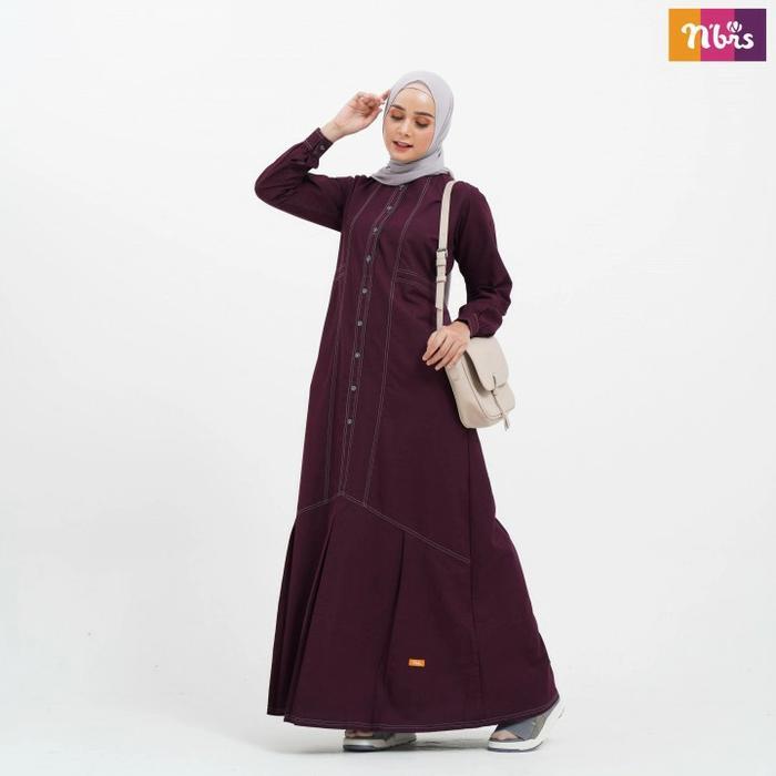 Gamis Nibras Nb B11 Warna Merah Maroon Polos Casual Busui Branded Adem