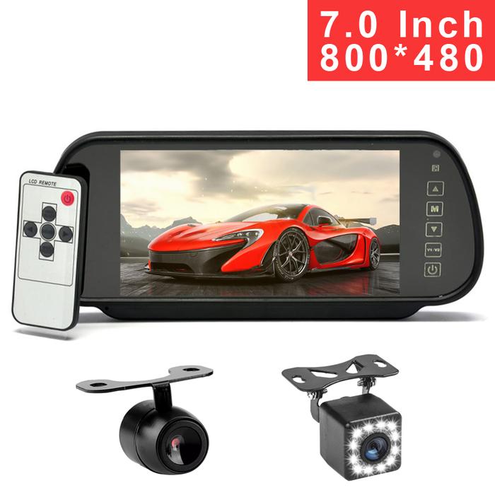7 Inci TFT LCD Layar Lebar Tombol Sentuh Dukungan DVD Mobil Spion