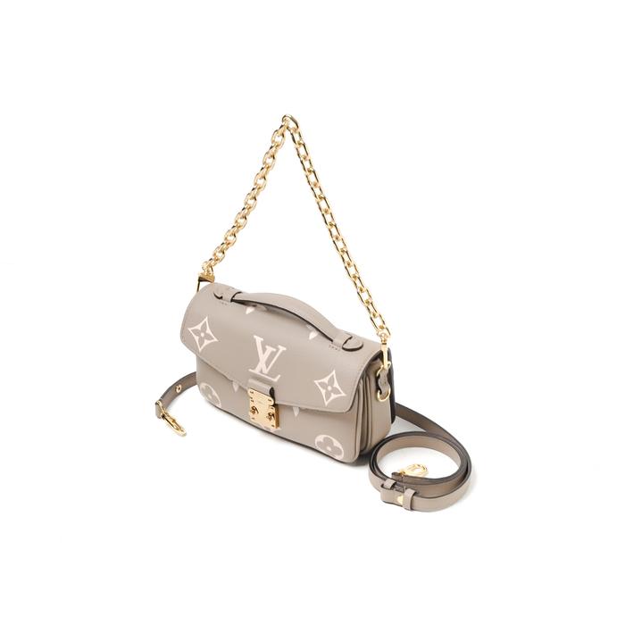 Tas LOUIS VUITTON LV POCHETTE METIS EAST WEST EMPREINTE BEIGE CHAIN SHOULDER BAG 100% ORIGINAL