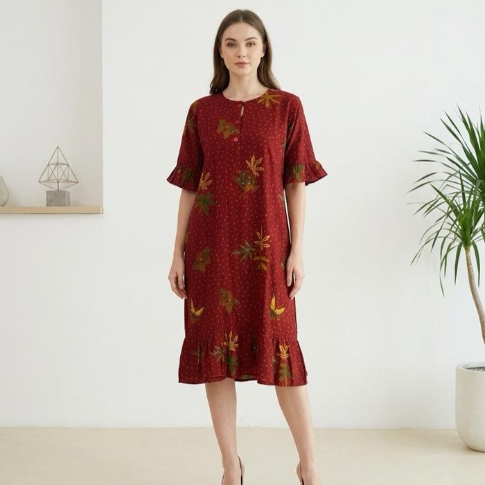 Daster Sekar Mekar Unggul Jaya Size M | Daster Mandarin | Daster Batik Sekar Mekar | Batik Unggul Ja