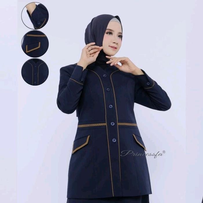 Princessfa PDL Navy Biru Gelap Seragam Guru PDL Dongker atau Navy seragam pdh wanita dongker rok SPA