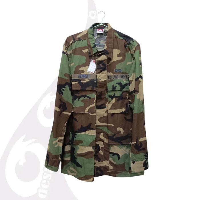 vintage 90s jaket coat kemeja bdu propper woodland us air force size MedLong