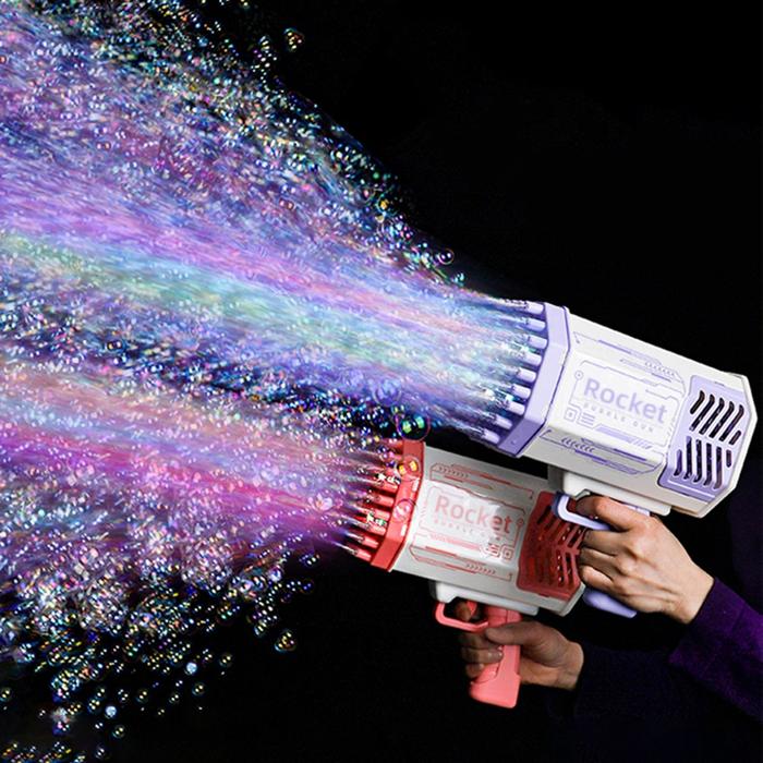 69 Holes Rocket Bubble Gun Colorful LED Electric Bubble Machine