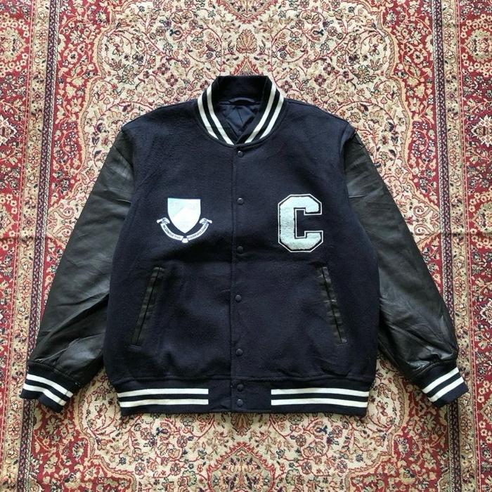Jaket Gu x columbia university varsity wool  Leather synthetic jacket G109