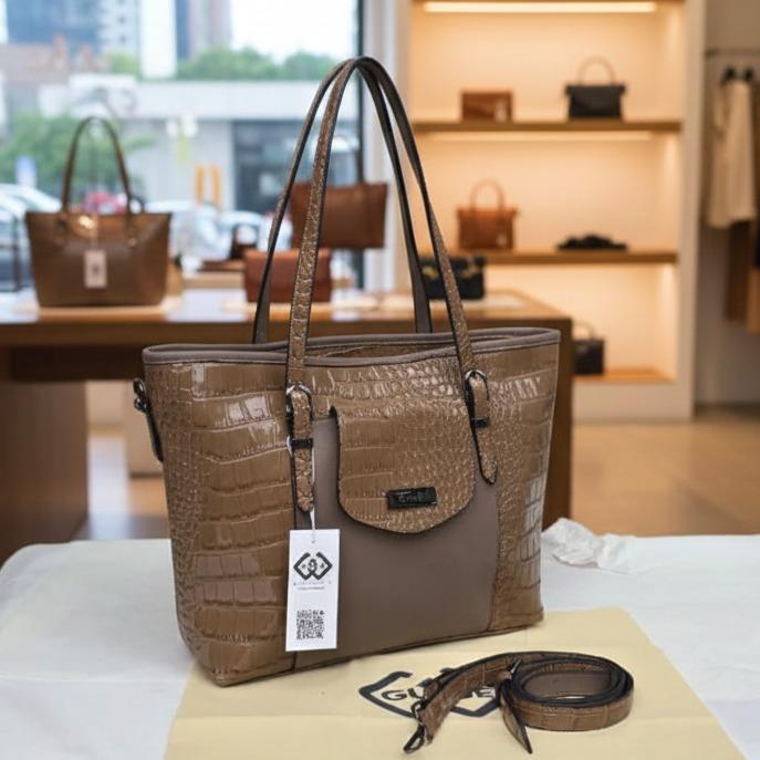 Gunje Tas Tote Original Wanita Bahu Dan Totebag Aurora Crooro Glosy Kombinasi Miniso Dengan Tali Pan