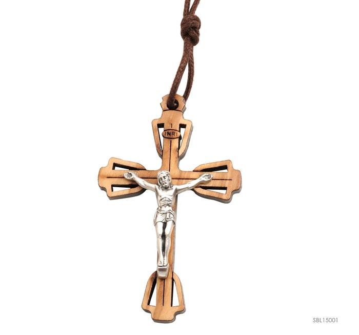Kalung Salib Bandul Kayu Olive